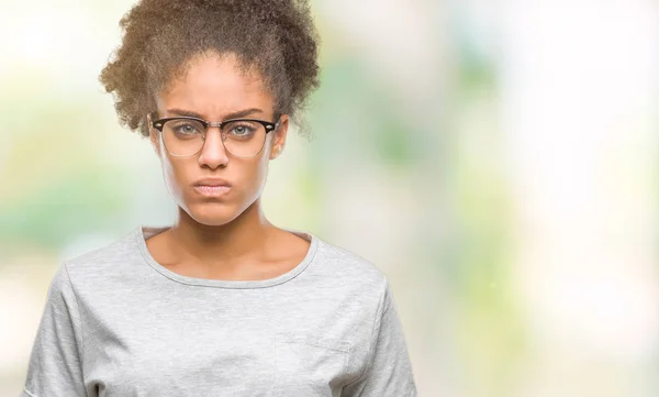 Young Afro American Woman Wearing Glasses Isolated Background Skeptic Nervous — Stock Photo, Image