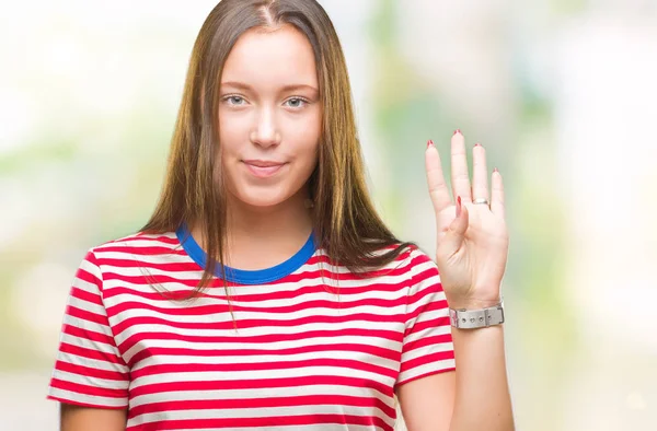 Jeune Caucasienne Belle Femme Sur Fond Isolé Montrant Pointant Vers — Photo