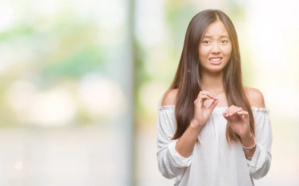 Young Asian Woman Isolated Background Disgusted Expression Displeased Fearful Doing — Stock Photo, Image