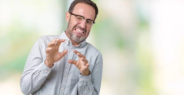 Knappe Middenleeftijd Elegante Senior Man Met Bril Geïsoleerde Achtergrond Walgen — Stockfoto