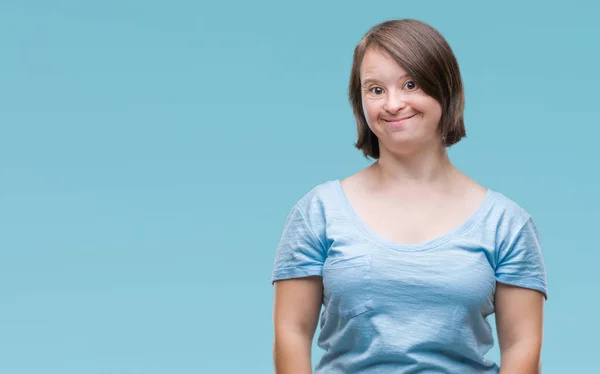 Junge Erwachsene Frau Mit Syndrom Vor Isoliertem Hintergrund Mit Einem — Stockfoto