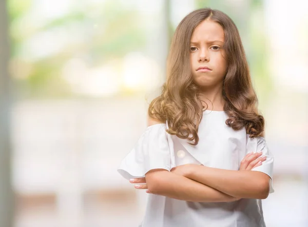 Brunette Hispanic Girl Skeptic Nervous Disapproving Expression Face Crossed Arms — Stock Photo, Image