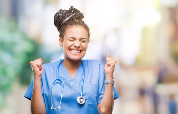 Junge Geflochtene Haare Afrikanisch Amerikanische Mädchen Professionelle Chirurgin Über Isolierten — Stockfoto