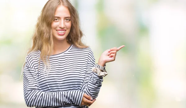 Schöne Junge Blonde Frau Trägt Strickpullover Über Isoliertem Hintergrund Mit — Stockfoto