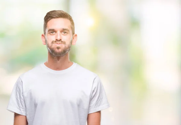 Joven Hombre Guapo Sobre Fondo Aislado Hinchando Mejillas Con Cara —  Fotos de Stock