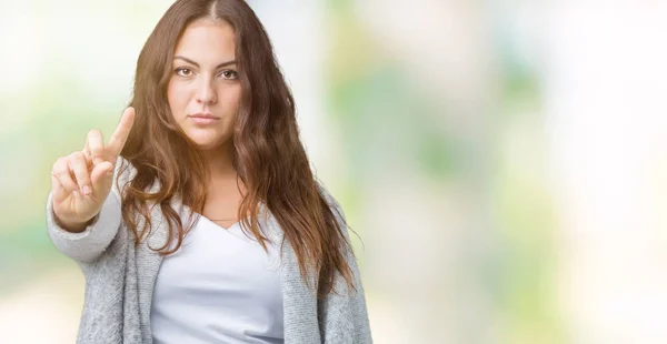 Hermosa Mujer Joven Tamaño Grande Con Chaqueta Invierno Sobre Fondo —  Fotos de Stock