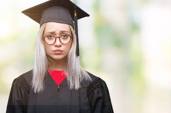 Junge Blonde Frau Trägt Uniform Über Isoliertem Hintergrund Deprimiert Und — Stockfoto