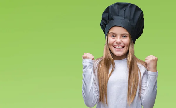 Mooi Meisje Dragen Van Chef Kok Hoed Uniform Het Vieren — Stockfoto