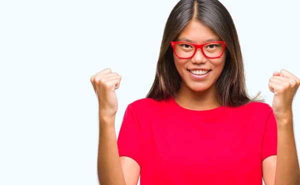 Young Asian Woman Isolated Background Pointing Fingers Camera Happy Funny — Stock Photo, Image