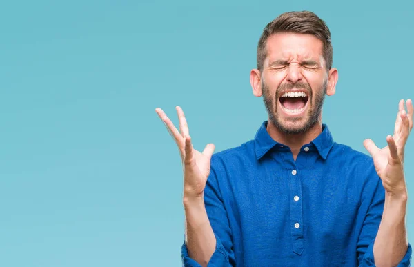 Jovem Homem Bonito Sobre Fundo Isolado Celebrando Louco Louco Para — Fotografia de Stock