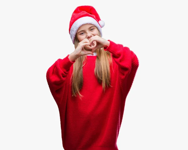 Giovane Bella Ragazza Indossa Cappello Natale Sfondo Isolato Sorridente Amore — Foto Stock
