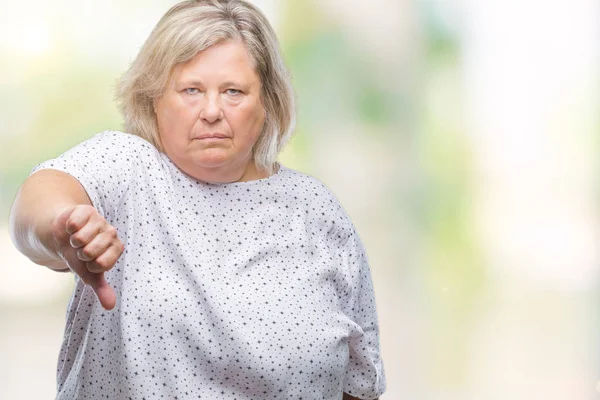 Senior Size Caucasian Woman Isolated Background Looking Unhappy Angry Showing — Stock Photo, Image