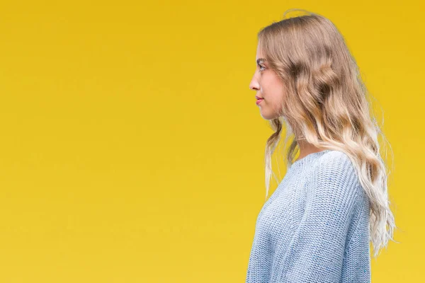 Schöne Junge Blonde Frau Trägt Winterpullover Über Isoliertem Hintergrund Zur — Stockfoto