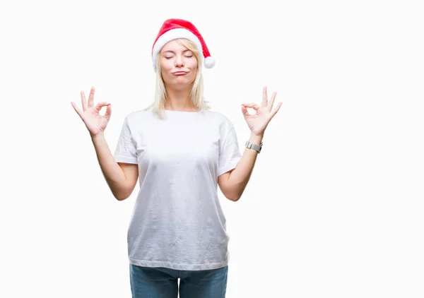 Young Beautiful Blonde Woman Wearing Christmas Hat Isolated Background Relax — Stock Photo, Image