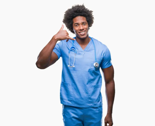 Médecin Chirurgien Afro Américain Homme Sur Fond Isolé Souriant Faire — Photo
