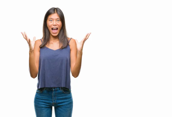 Young Asian Woman Isolated Background Pointing Fingers Camera Happy Funny — Stock Photo, Image