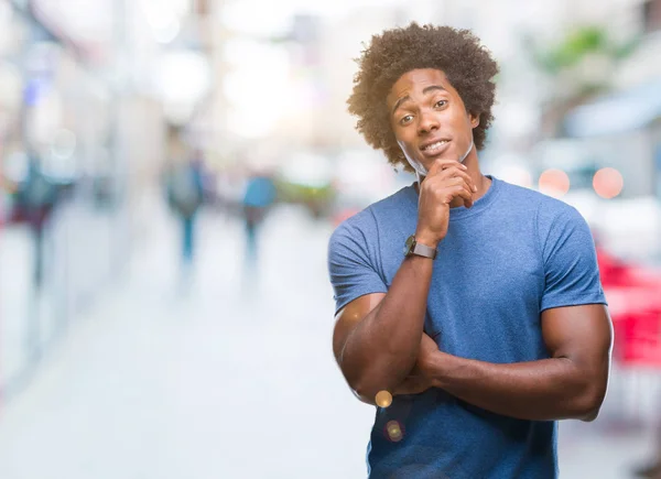 Afro Americano Uomo Sfondo Isolato Pensando Cercando Stanco Annoiato Con — Foto Stock