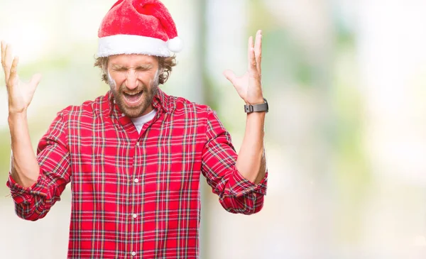 Hispánský Aristokratickým Model Nosí Santa Claus Vánoční Nad Samostatný Pozadí — Stock fotografie