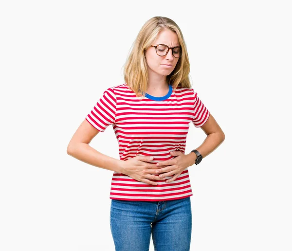 Mulher Bonita Usando Óculos Sobre Fundo Isolado Sorrindo Positivo Fazendo — Fotografia de Stock