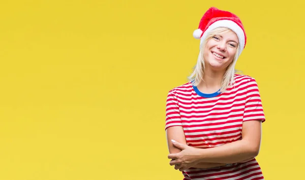 Junge Schöne Blonde Frau Mit Weihnachtsmütze Über Isoliertem Hintergrund Glücklich — Stockfoto