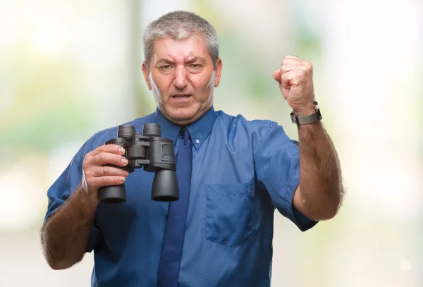 Üst Düzey Yakışıklı Öfke Kavramı Izole Arka Rahatsız Üzerinde Dürbün — Stok fotoğraf