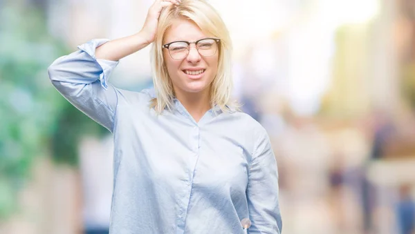 Young Beautiful Blonde Business Woman Wearing Glasses Isolated Background Confuse — Stock Photo, Image