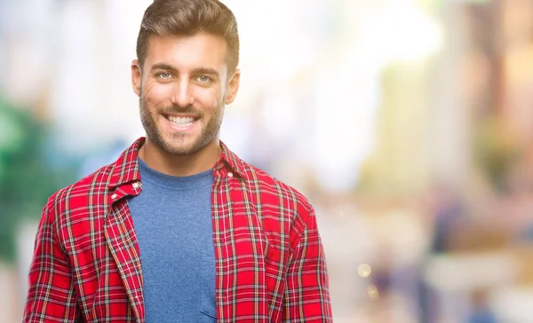 Jonge Knappe Man Geïsoleerde Achtergrond Zoek Weg Aan Kant Met — Stockfoto