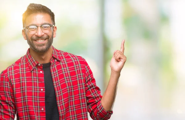 Adult Hispanic Man Wearing Glasses Isolated Background Big Smile Face — Stock Photo, Image