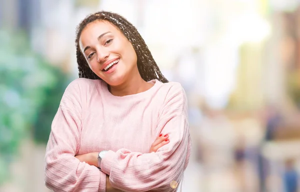 Young Gevlochten Hair Afrikaans Amerikaans Meisje Trui Dragen Geïsoleerde Achtergrond — Stockfoto