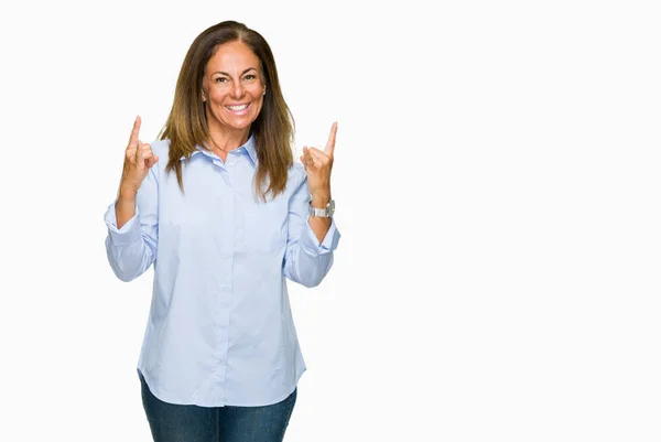 Beautiful Middle Age Business Adult Woman Isolated Background Shouting Crazy — Stock Photo, Image