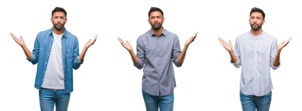 Collage Guapo Joven Indio Sobre Fondo Aislado Expresión Despistada Confusa — Foto de Stock