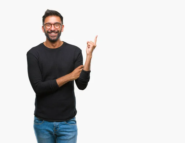 Adult Hispanic Man Wearing Glasses Isolated Background Big Smile Face — Stock Photo, Image