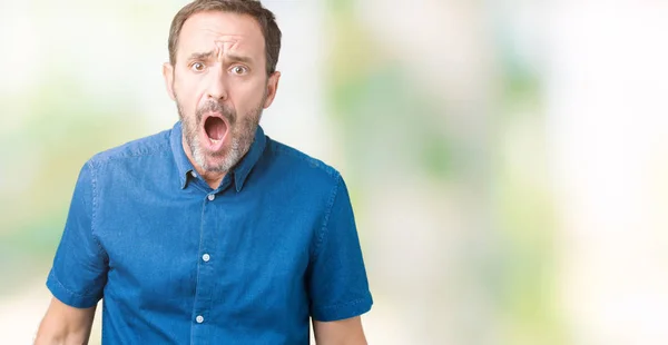 Bonito Homem Meia Idade Elegante Sênior Sobre Fundo Isolado Face — Fotografia de Stock