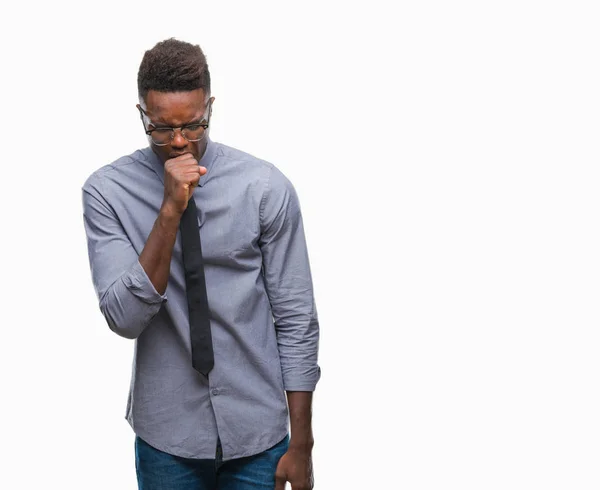 Junger Afrikanisch Amerikanischer Geschäftsmann Mit Isoliertem Hintergrund Fühlt Sich Unwohl — Stockfoto