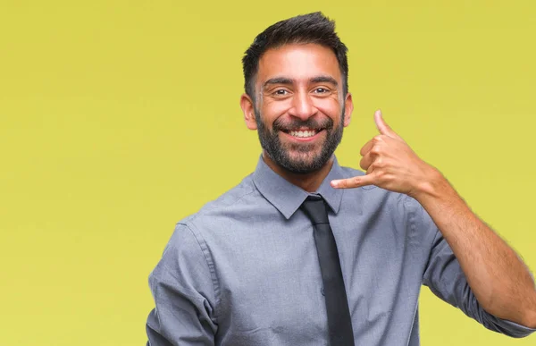 Homem Negócios Hispânico Adulto Sobre Fundo Isolado Sorrindo Fazendo Gesto — Fotografia de Stock