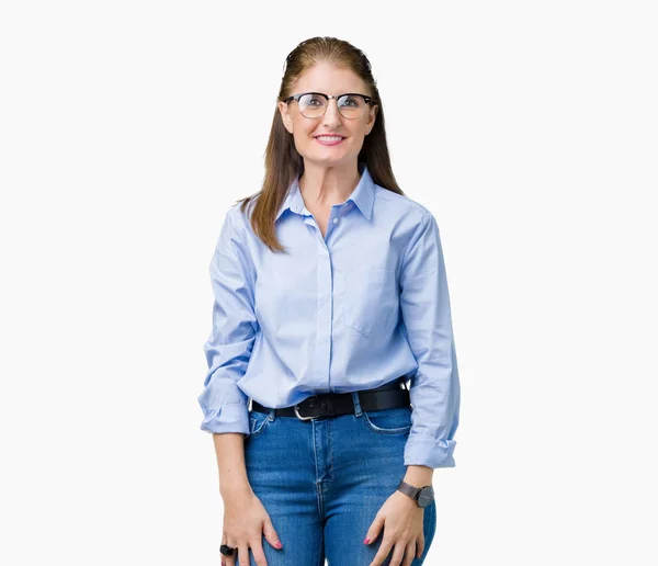 Beautiful Middle Age Mature Business Woman Wearing Glasses Isolated Background — Stock Photo, Image
