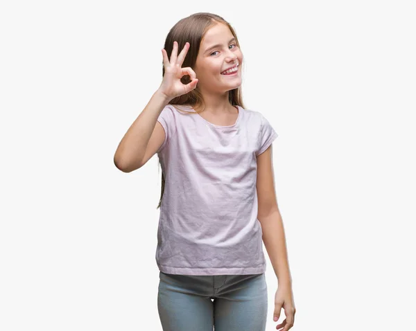 Young Beautiful Girl Isolated Background Smiling Positive Doing Sign Hand — Stock Photo, Image