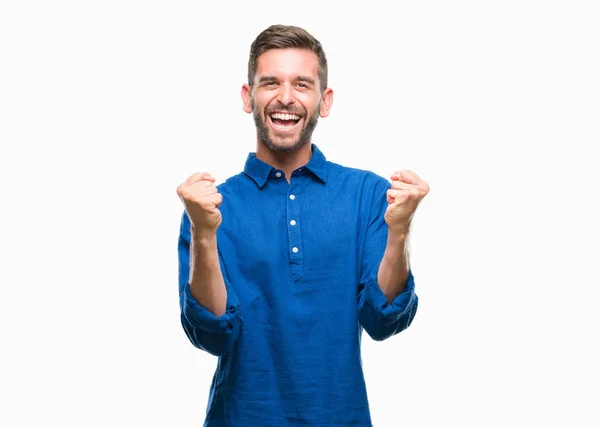 Young Handsome Man Isolated Background Very Happy Excited Doing Winner — Stock Photo, Image