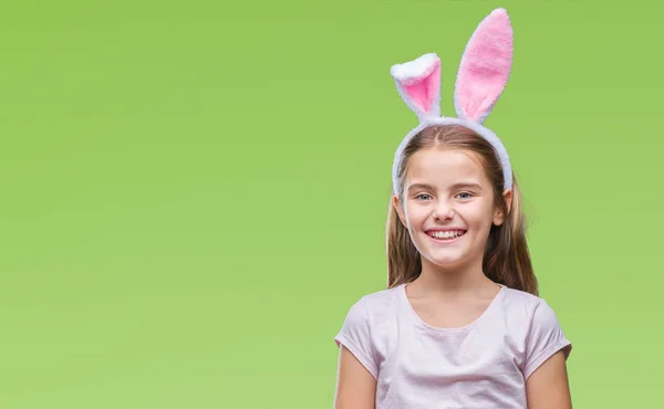 Mooi Meisje Easter Bunny Oren Dragen Geïsoleerde Achtergrond Met Een — Stockfoto