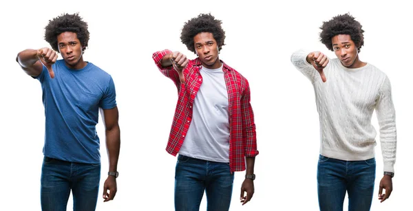 Collage Afro Americano Giovane Bel Ragazzo Sfondo Isolato Cercando Infelice — Foto Stock