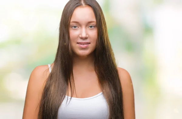 Joven Mujer Hermosa Caucásica Sobre Fondo Aislado Con Una Sonrisa —  Fotos de Stock