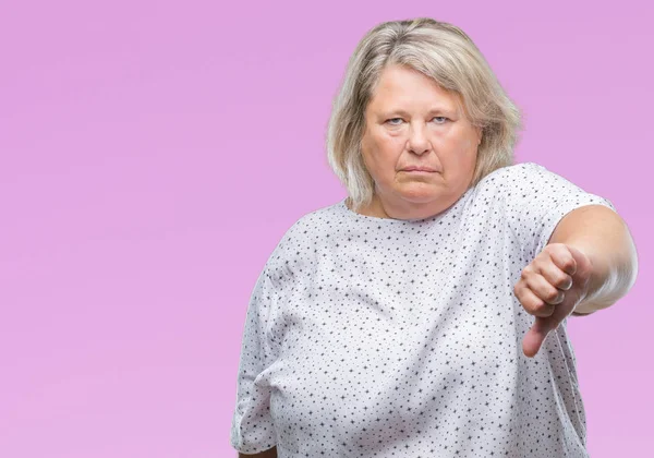 Senior Size Kaukasierin Mit Isoliertem Hintergrund Die Unglücklich Und Wütend — Stockfoto