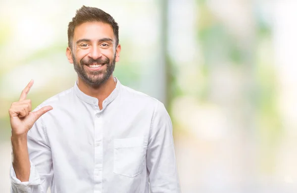 Hombre Hispano Adulto Sobre Fondo Aislado Sonriente Seguro Gesto Con — Foto de Stock