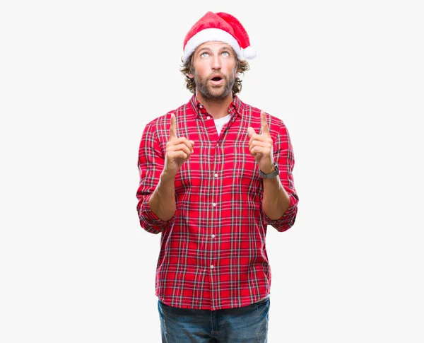 Handsome Hispanic Man Model Wearing Santa Claus Christmas Isolated Background — Stock Photo, Image