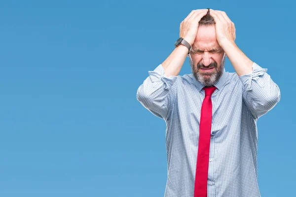 Hombre Negocios Senior Mediana Edad Con Corbata Roja Sobre Fondo —  Fotos de Stock