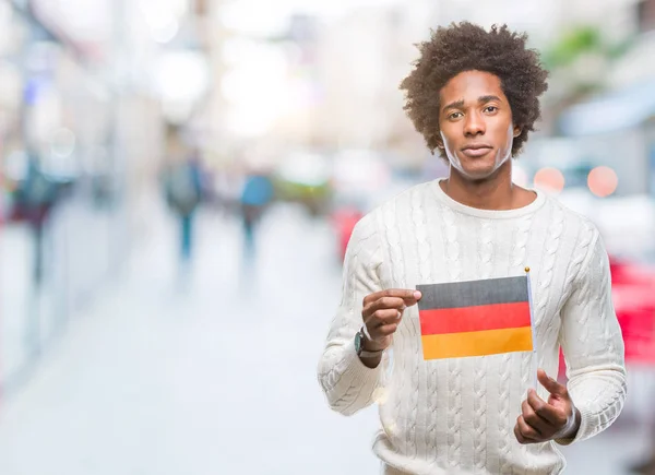 Bandera Hombre Afroamericano Alemania Sobre Fondo Aislado Con Una Expresión — Foto de Stock