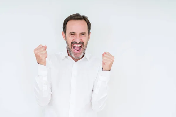 Elegante Uomo Anziano Sfondo Isolato Che Celebra Sorpreso Stupito Successo — Foto Stock