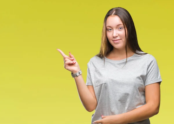 Giovane Donna Caucasica Bella Sfondo Isolato Con Grande Sorriso Sul — Foto Stock