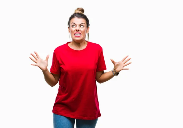 Jeune Belle Femme Sur Fond Isolé Fou Fou Crier Crier — Photo