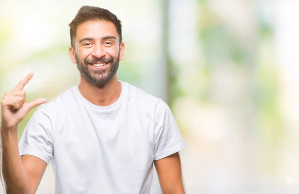 Homem Hispânico Adulto Sobre Fundo Isolado Sorrindo Gestos Confiantes Com — Fotografia de Stock